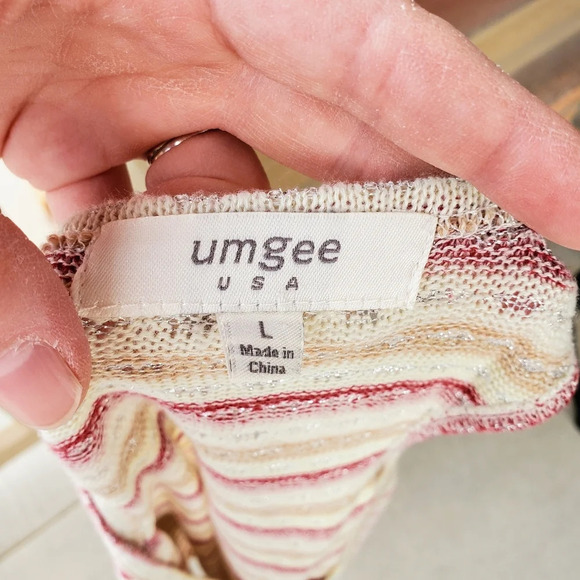 umgee shimmery striped knit tank top women's size large - Picture 3 of 11